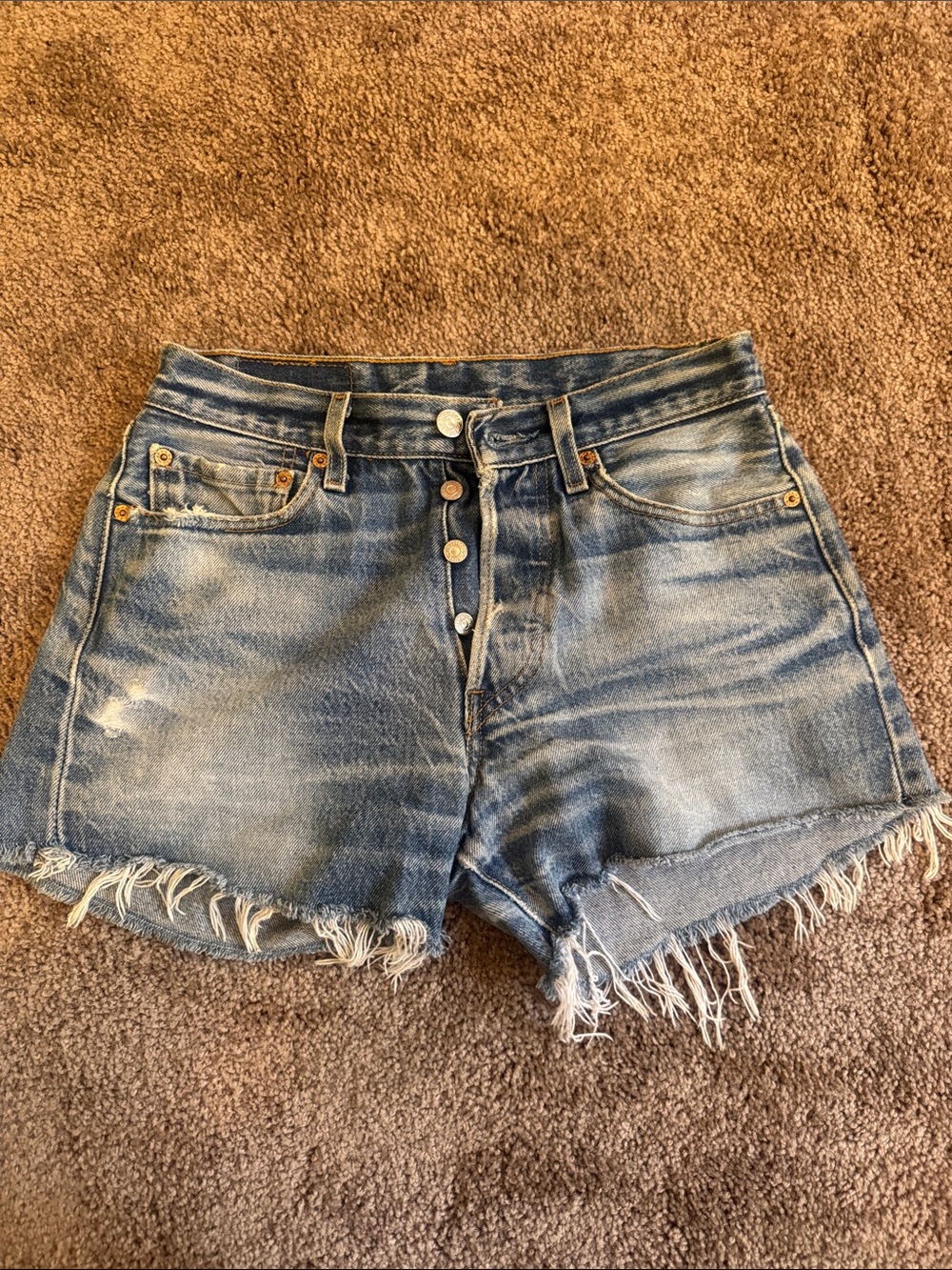 Vintage Levi's Distressed Light Blue Denim Cutoff Shorts